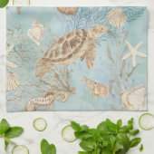 Strand Zee Schildpad Oceaan Zeepaardschelpen Zeest Theedoek (Gevouwen)