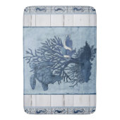 Strand Zee Schildpad Zeepaardje Blauw Rustieke Wat Badmat (Voorkant Verticaal)