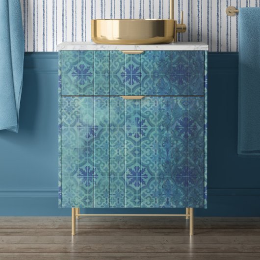 Strand Zee Shore Wood Navy Blue Tegel Decoupage Tissuepapier