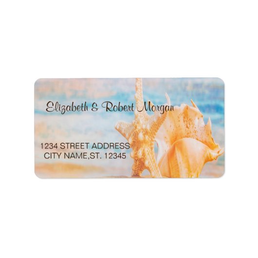Strand,Zee ster,Schelp Etiket (Voorkant)