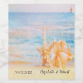 Strand,Zee ster,Schelp Wijn Etiket (Enkel label)