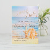 Strand,Zee ster, Zee schelp Bewaar de datum Save The Date (Staand voorkant)