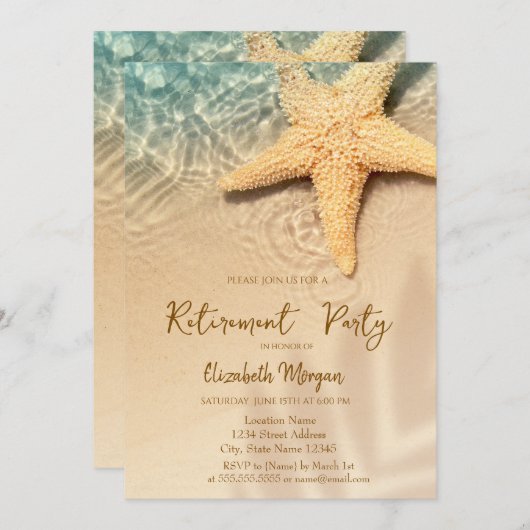 Strand Zee vis Uitnodiging (Voorkant / Achterkant)