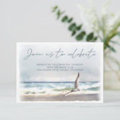 Strand Zee Vogel Waterverf Bruiloft Receptie Informatiekaartje (Staand voorkant)