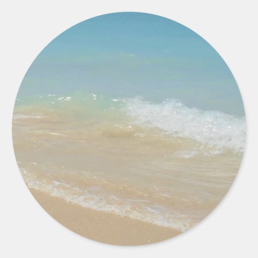 Strand Zee Waves Blank Seaside Sjabloon Elegant Ronde Sticker (Voorkant)