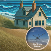 Strand Zee Zand Blauw en Wit Moderne Fototekst