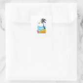 Strand, Zee, zand, palmboom, shell Vierkante Sticker (Tas)
