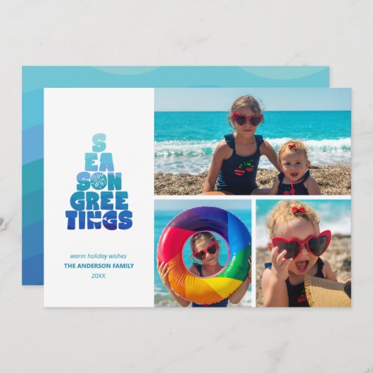 Strand Zeeen en groeten Feestdagenkaart (Voorkant / Achterkant)