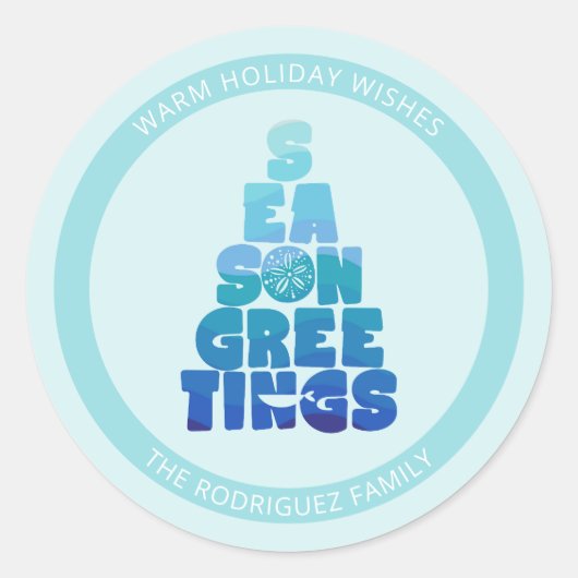 Strand Zeeen en groeten Ronde Sticker (Voorkant)