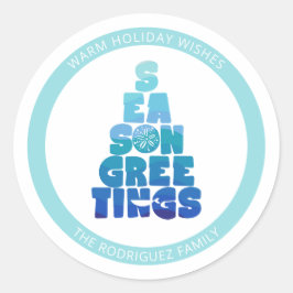 Strand Zeeen en groeten Ronde Sticker