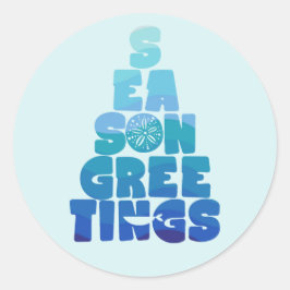 Strand Zeeen en groeten Ronde Sticker