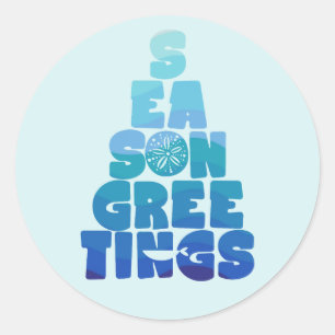 Strand Zeeen en groeten Ronde Sticker