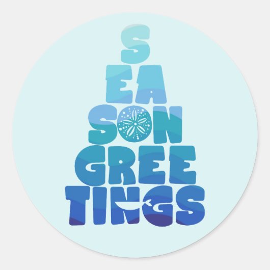 Strand Zeeen en groeten Ronde Sticker (Voorkant)