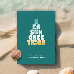 Strand Zeeën En Groetjes Feestdagenkaart