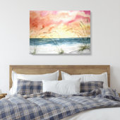 strand zeegezicht waterverf schilderij canvas afdruk (Insitu (Slaapkamer))