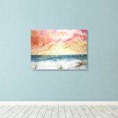 strand zeegezicht waterverf schilderij canvas afdruk (Insitu (Houten vloer))