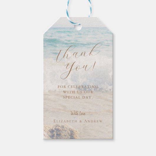 Strand Zeekant/Oceaan Bruiloft  Cadeaulabel (Voorkant)