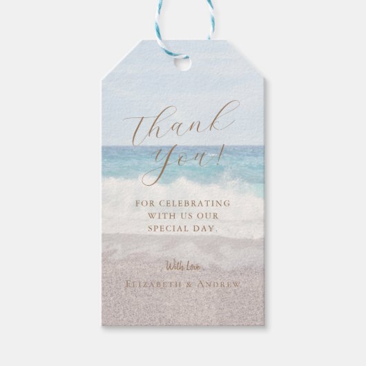 Strand Zeekant/Oceaan Bruiloft Cadeaulabel (Voorkant)