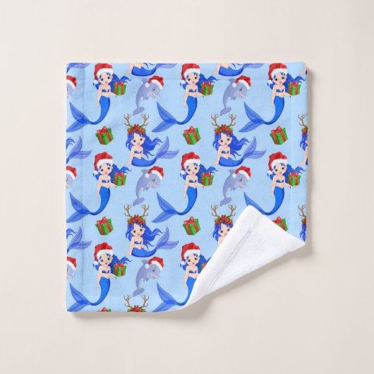 Strand zeemeerminnen dolfijnen Kerstmis Bad Handdoek (Wasdoekje)