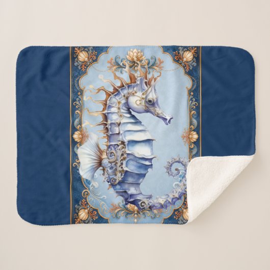 Strand zeepaard schelp resort beddengoed sherpa deken (Voorkant (horizontaal))