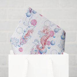 Strand zeepaardje en bubbel patroon feest tissue tissuepapier