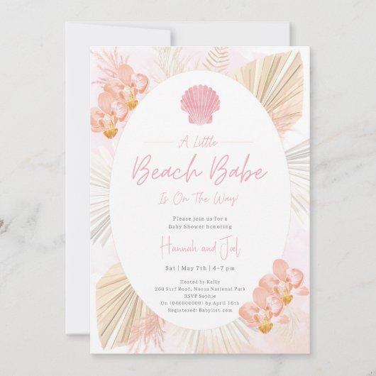Strand zeeschelp roze boho Ocean Girl Baby shower Kaart (Voorkant)