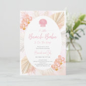 Strand zeeschelp roze boho Ocean Girl Baby shower Kaart (Staand voorkant)