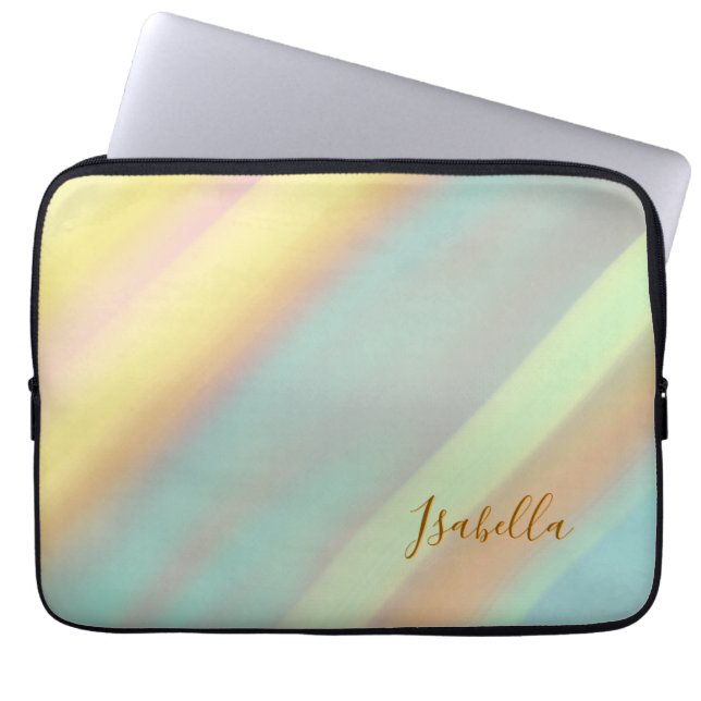 Strand Zeeschelp Sfeer Aangepaste Naam  Laptop Sleeve (Voorkant)