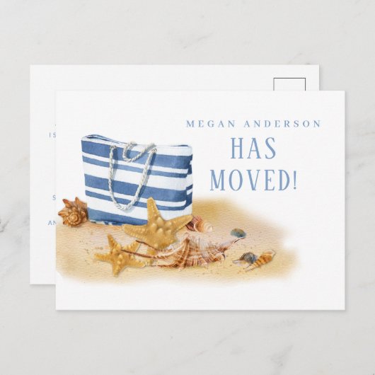 Strand Zeeschelp Verhuisbericht Aankondigingskaart (Voorkant / Achterkant)