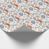Strand Zeeschelp Zeester Krab Thema Cadeaupapier (Hoek)