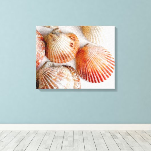 Strand Zeeschelpen Art Canvas Print (Insitu (Houten vloer))