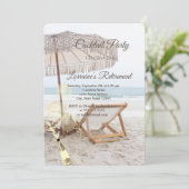 Strand zeeschelpen ballonnen, wijn stoel pensioen kaart (Staand voorkant)