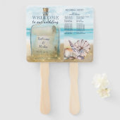 Strand zeeschelpen Bericht in een fles bruiloft Handwaaier (Voorkant en achterkant)