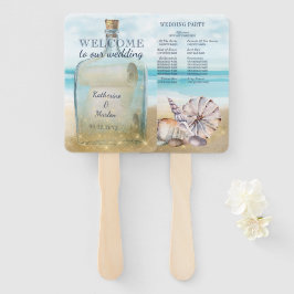 Strand zeeschelpen Bericht in een fles bruiloft Handwaaier