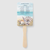 Strand zeeschelpen Bericht in een fles bruiloft Handwaaier (Achterkant)