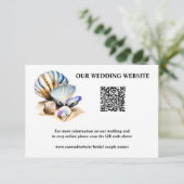 Strand zeeschelpen iriserend online QR code rsvp Informatiekaartje (Staand voorkant)