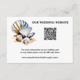 Strand zeeschelpen iriserend online QR code rsvp Informatiekaartje