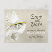 Strand Zeeschelpen op Silvery Pearl Save the Date Aankondigingskaart (Voorkant)