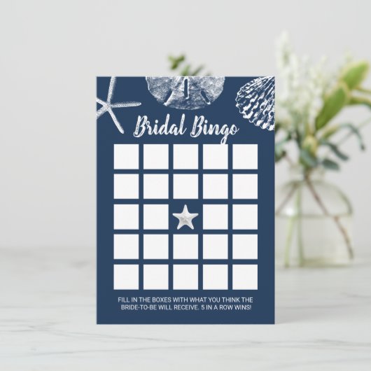 Strand Zeeschelpen Vrijgezellenfeest Bingo Spel Na Kaart (Staand voorkant)