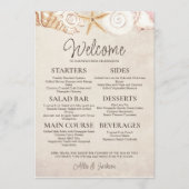 Strand Zeeschelpen Zand Casual Bruiloft Receptie Menu (Voorkant)