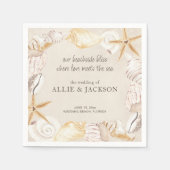 Strand Zeeschelpen Zand Liefde Zee Bruiloft Servet (Voorkant)