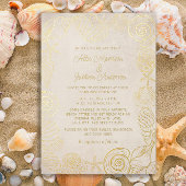 Strand Zeeschelpen Zand Seaside Bruiloft Folie Feestdagenkaart