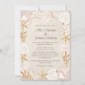 Strand Zeeschelpen Zand Seaside Bruiloft Kaart (Voorkant)