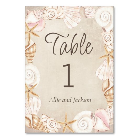 Strand Zeeschelpen Zand Seaside Bruiloft Receptie Kaart (Achterkant)