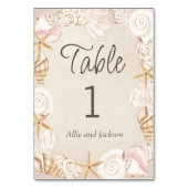 Strand Zeeschelpen Zand Seaside Bruiloft Receptie Kaart (Voorkant)