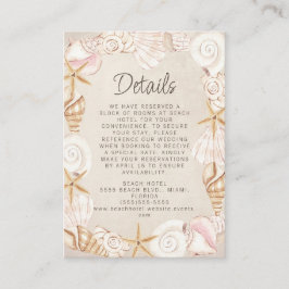 Strand Zeeschelpen Zand Zee bruiloft Details Informatiekaartje