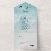 Strand Zeeschildpad Bestemming Trouwfeest RSVP MEN All In One Uitnodiging (Binnen)