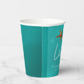 Strand zeester aqua blauw paar namen bruiloft papieren bekers (Rechts)