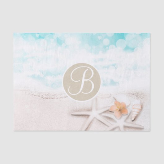 Strand Zeester Elegant Monogram Letter Initiaal Tissuepapier (Voorkant)