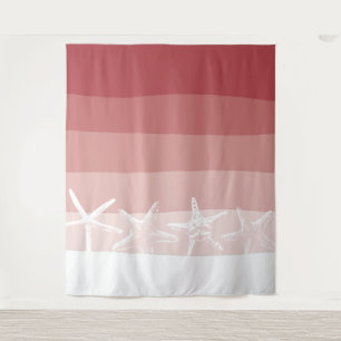 Strand Zeester Elegante Koraal Strepen Achtergrond Wandkleed